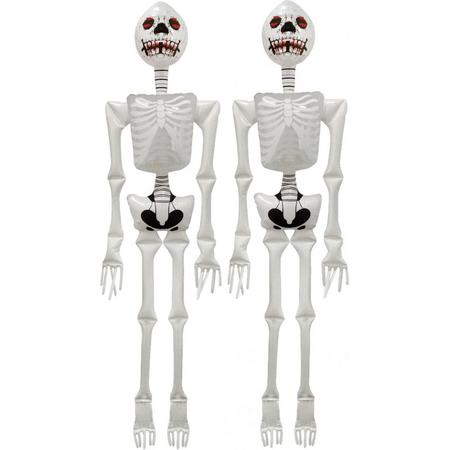 Opblaasbaar skelet - 2x - Halloween - zwart/wit - 183 cm