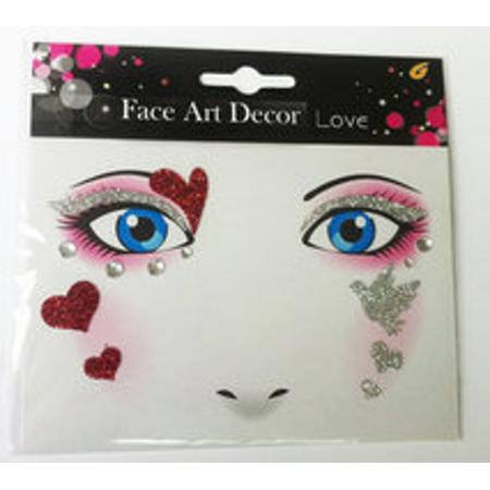 Face Art Glitter Sticker / Gezicht Tattoo Love