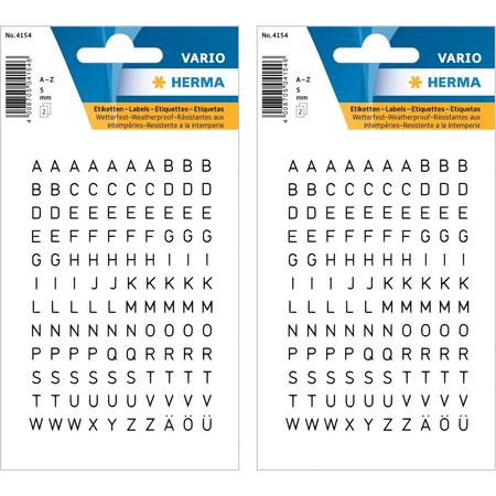 Stickervelletjes met 480x stuks alfabet plak letters zwart/transparant 5 mm