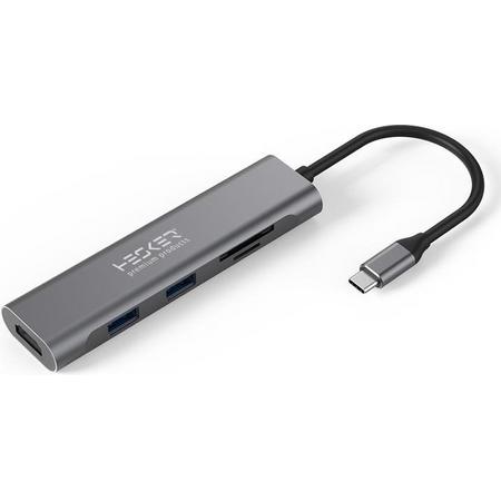USB-C Hub / Multipoort Adapter - 5 in 1 - HDMI 4k - 2x USB 3.0 - TF/SD Kaart Lezer