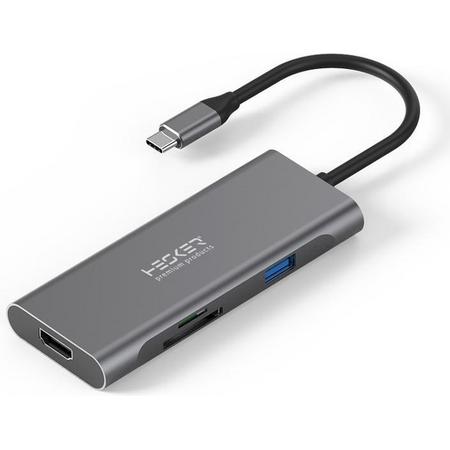 USB-C Hub / Multipoort Adapter - 7 in 1 - HDMI 4k - 3x USB 3.0 - Power Delivery - TF/SD Kaart Lezer
