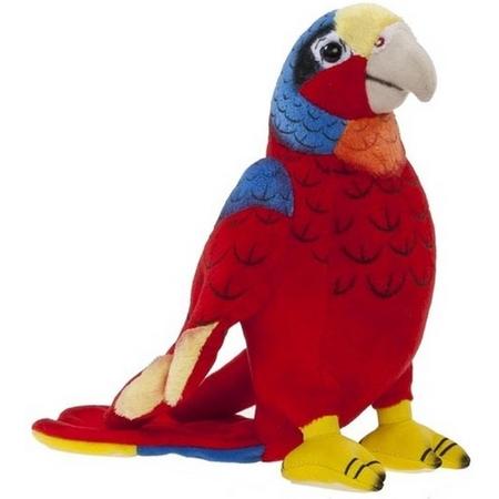 Pluche rode ara papegaai knuffel 20 cm - Tropische vogels knuffeldieren