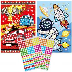 Sticker Kleurplaat - Educatieve Kleurplaat - Jongens - Montessori Speelgoed - Mozaïek Kleurplaat - Peuters / Kleuters - Zintuigen Speelgoed - Geduld- Sticker