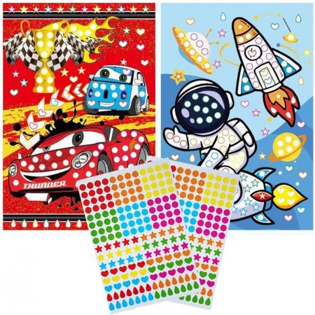 Sticker Kleurplaat - Educatieve Kleurplaat - Jongens - Montessori Speelgoed - Mozaïek Kleurplaat - Peuters / Kleuters - Zintuigen Speelgoed - Geduld- Sticker