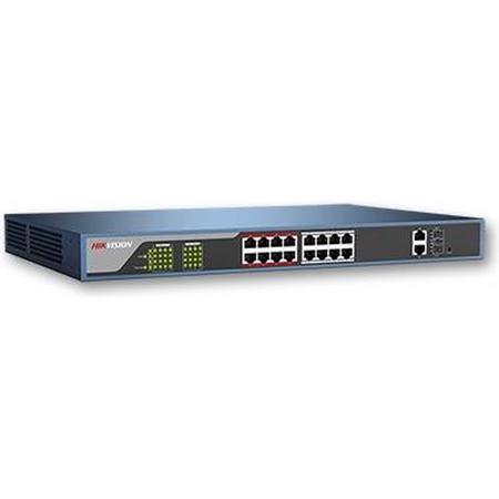 Hikvision Digital Technology DS-3E1318P-E netwerk-switch Managed L2 Fast Ethernet (10/100) Zwart Power over Ethernet (PoE)