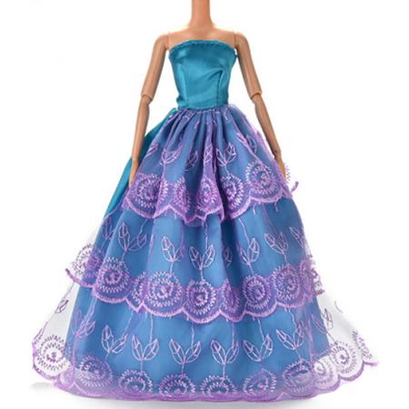 Modepop jurk prinses blauw - roze