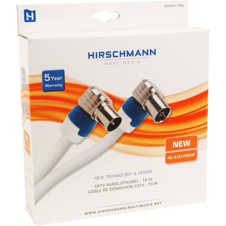 Hirschmann FEKAB 9 - RF-kabel - IEC-connector (V) - IEC-connector (M) - 10 m - coaxiaal - wit