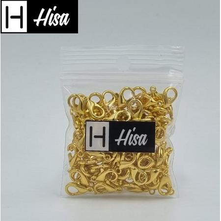 Hisa - Karabijn sluitingen - Gold - 100 stuks - Karabijnsluitingen - 10mm