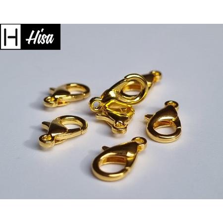 Hisa - Karabijn sluitingen - Gold - 100 stuks - Karabijnsluitingen - 12mm