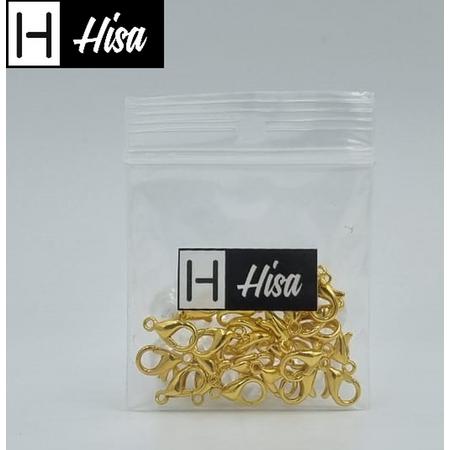 Hisa - Karabijn sluitingen - Gold - 25 stuks - Karabijnsluitingen - 10mm