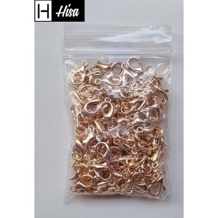 Hisa - Karabijn sluitingen - Rose Gold - 100 stuks - Karabijnsluitingen - 10mm