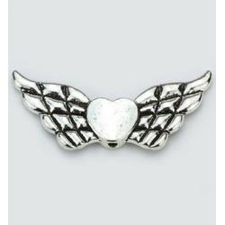 12419-1903 Angel Wings with Heart. Platinum. 21x41mm. 2pcs