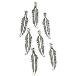 12419-1910 Metal Charms. Feathers. Platinum