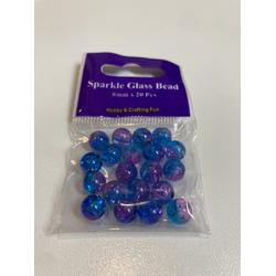 Glaskralen - Crackle Kralen - 20 stuks - 8 mm - Turquoise - Paars