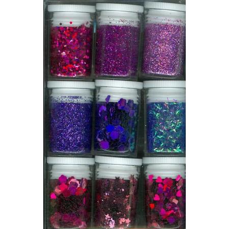 Glitter Assorti Set - 9x Purple - Afwasbaar