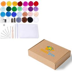 Naaldvilten starterset - Naaldvilten pakket - Needle felting - 25 kleuren wol - Viltnaalden - Naaldvilten pakket beginners
