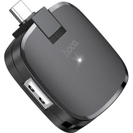 HOCO HB11 USB-C naar 3-Poort USB 2.0 Hub Zwart