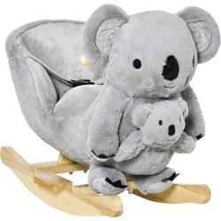 HOMCOM Schommelpaard pluche schommeldier babyschommel speelgoed kinderen tonen grijs 330-137