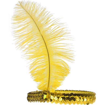 Home & Styling Haarband Veer En Pailletten Geel One-size