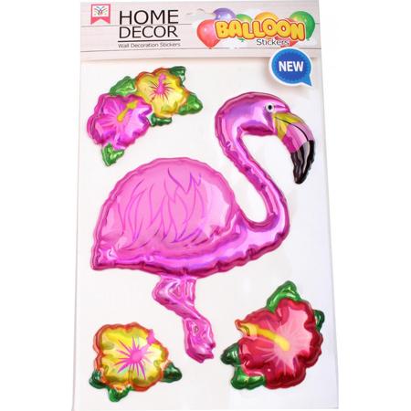 Home Decor Dikke Stickers Flamingo 25 X 15 Cm Folie Roze 4-delig