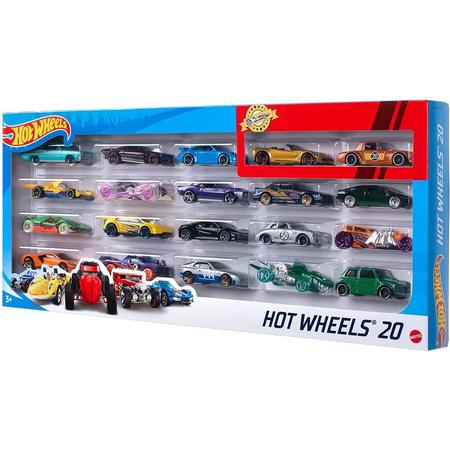 Hot Wheels - Speelgoedautos voor racebaan - Set met 20 speelgoedautootjes