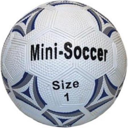 Mini Voetbal Rubber mt 1 wit/blauw 13 cm