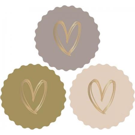 House Of Products - Stickers - Cadeauversiering - Hart Goud - Faded Pink - 24 stuks - ø 55 mm