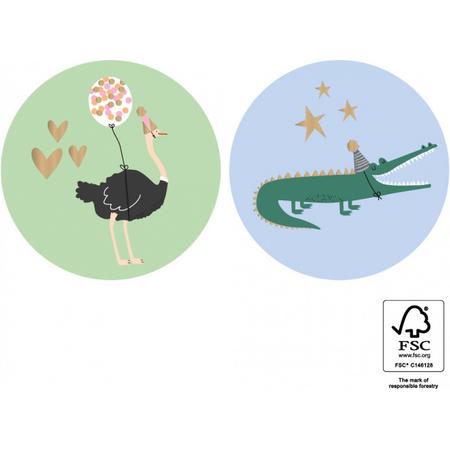 Stickers Duo - Ostrich/ Crocodile Gold 24 stuks