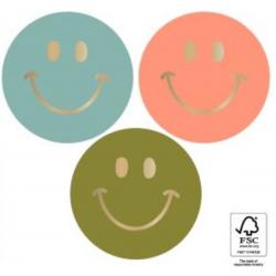 Stickers Smiley Gold - Happy - 24 stuks - ø 5,5 cm - Sluitsticker - Cadeauversiering - Cadeausticker - Sticker