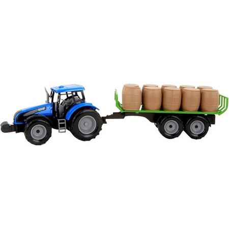 Huanzhi Toys Tractor Met Oplegger Jongens 47 Cm Blauw/groen