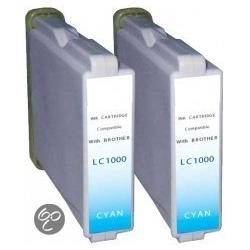 Merkloos - Inktcartridge / Alternatief voor de Brother LC 1000XL / Cyaan / 2-pack
