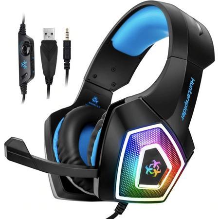 Hunterspider V1 Gaming Headset-  Met microfoon en RGB LED licht  - PS4, Xbox & PC - Stereo Bass
