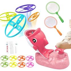 Huntex Shark Disc Launcher Game - Roze - Buitenspeelgoed Voor Kinderen - Inclusief Bescherming 8 Schijven En 2 Vangnetten - Zomer Speelgoed Voor Jongens / Meisjes - Rage 2023 - Zwembad Speelgoed