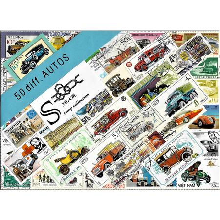 Postzegelpakket - 50 verschillende postzegels Autos