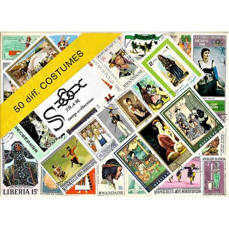 Postzegelpakket - 50 verschillende postzegels Klederdracht selectie 2
