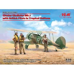 1:32 ICM 32043 Gloster Gladiator Mk.I with British Pilots in Tropical Uniform Plastic kit
