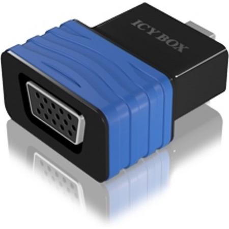 ICY BOX IB-AC505 Mini DisplayPort D-Sub Zwart, Blauw kabeladapter/verloopstukje