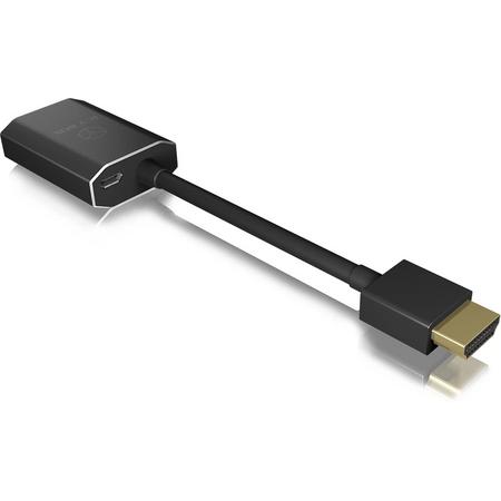 ICY BOX IB-AD502 HDMI VGA Zwart kabeladapter/verloopstukje