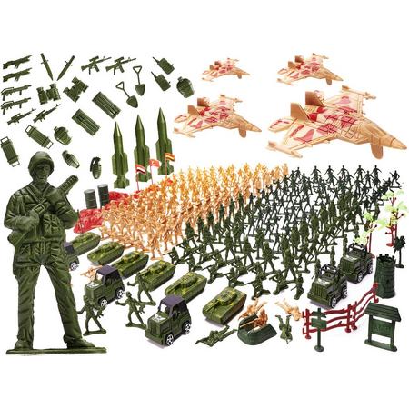 XXL Leger speelset 307 stuks incl tanks, autos en geweren - Soldaten speelgoed - Soldaat set