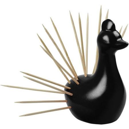 Invotis cocktail prikker houder pauw Peacock - Zwart