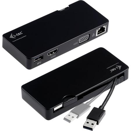 i-tec U3TRAVELDOCK USB 3.0 (3.1 Gen 1) Type-A Zwart notebook dock & poortreplicator