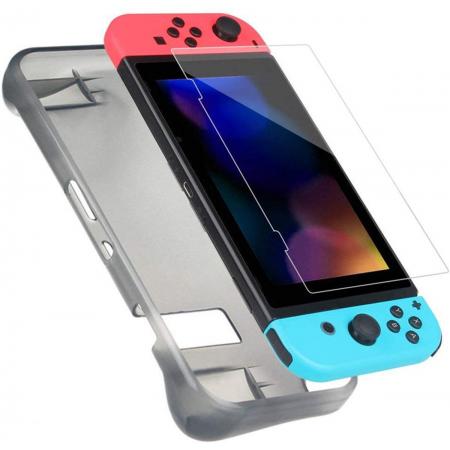 Nintendo Switch Hoesje Wit - Siliconen Hoes / Case - Cover met Screenprotector – Beschermhoes - Premium 2-in-1 Nintendo Switch Beschermingsset