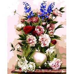Bloemen Met Vaas 40 x 50 cm - Schilderen Op Nummer Volwassenen - Hobby - Kinderen - Painting