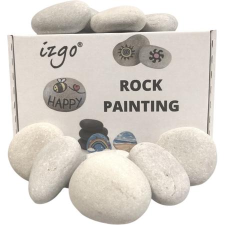 Premium Happy Stones LARGE - Wit - 10 stuks - Beach Pebbles - GROTE Ronde en gladde stenen - Keien beschilderen - Schilderen van steentjes