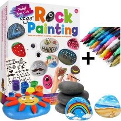 Stenen Schilderen - Happy Stones maken - Rock Painting Pakket - Complete Startset met steentjes acrylverf en stiften - Mandala - HappyStone keien beschilderen verven