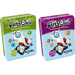 Educatieve spellenbundel - Squla - 2 stuks - Flitsquiz Groep 1 2 3 & 6 7 8 - Kaartspel