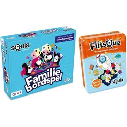 Educatieve spellenbundel - Squla - 7 tot 12 jaar - Familiebordspel & Flitsquiz groep 4 5 - Kaartspel