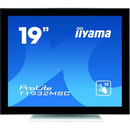iiyama ProLite T1932MSC-W5AG touch screen-monitor 48,3 cm (19) 1280 x 1024 Pixels Zwart, Wit Multi-touch Multi-gebruiker