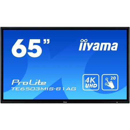 iiyama ProLite TE6503MIS-B1AG touch screen-monitor 163,8 cm (64.5) 3840 x 2160 Pixels Zwart Multi-touch Multi-gebruiker