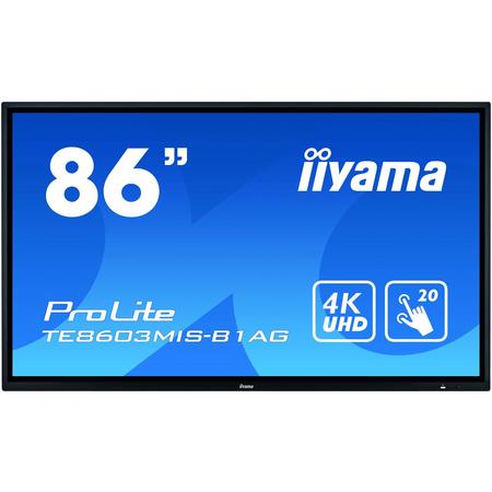iiyama ProLite TE8603MIS-B1AG touch screen-monitor 2,17 m (85.6) 3840 x 2160 Pixels Zwart Multi-touch Multi-gebruiker